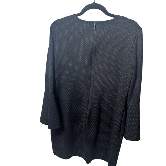 Lauren Ralph Lauren Black Polka Dot Ponte Dress Bell Sleeves Size 14 - Picture 4 of 7